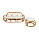 Sofa and italian poufs bamboo curly wool around 1960