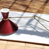 Large Diabolo wall lamp René Mathieu for Lunel burgundy color