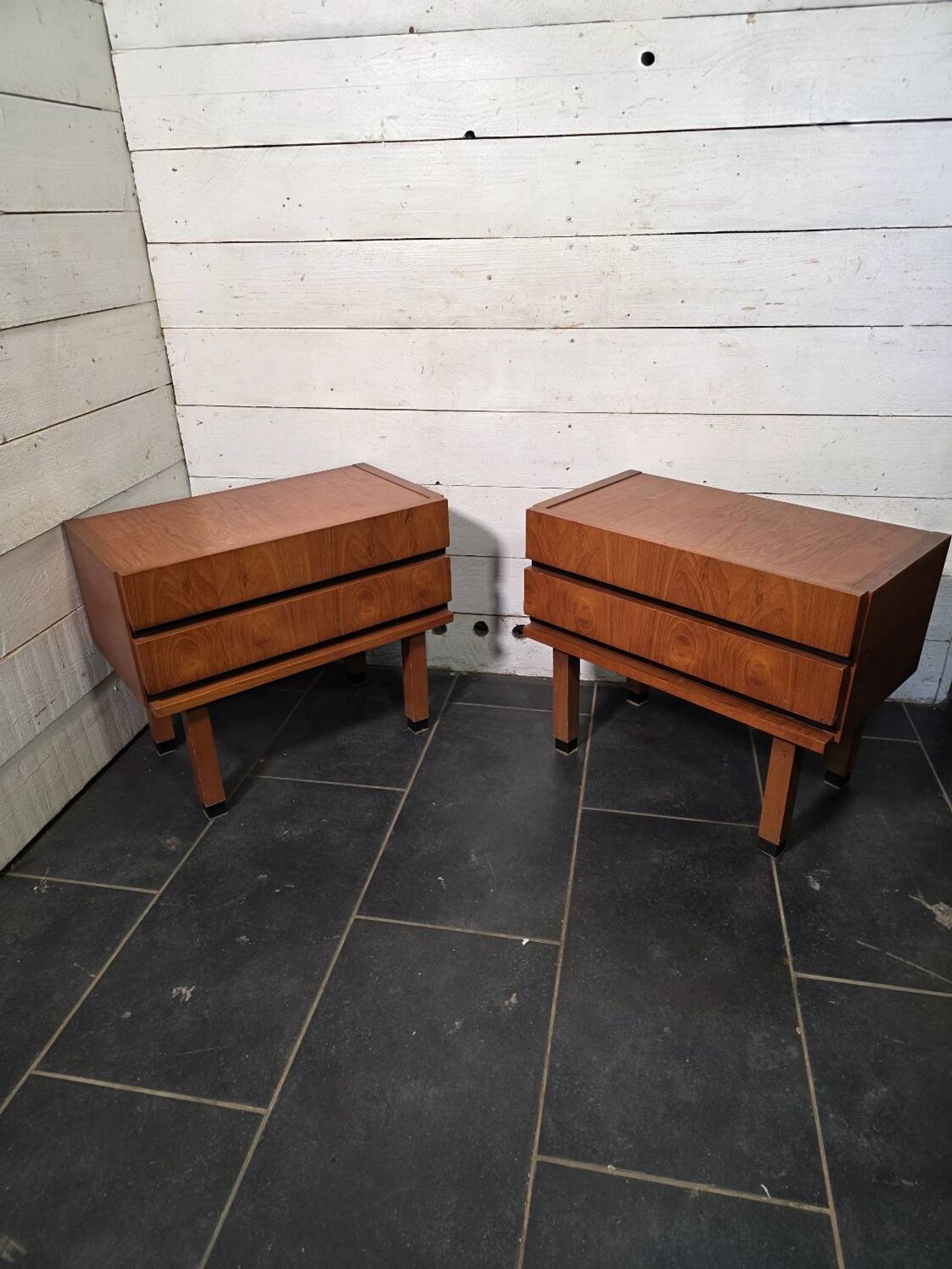 Pair of Scandinavian teak bedside tables from the 1960s.