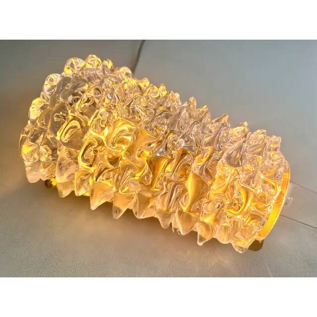 Pair of clear Murano glass wall sconces in the Barovier Art Deco style. Rostrato