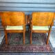 Paire de fauteuils bridge vintage en bois clair