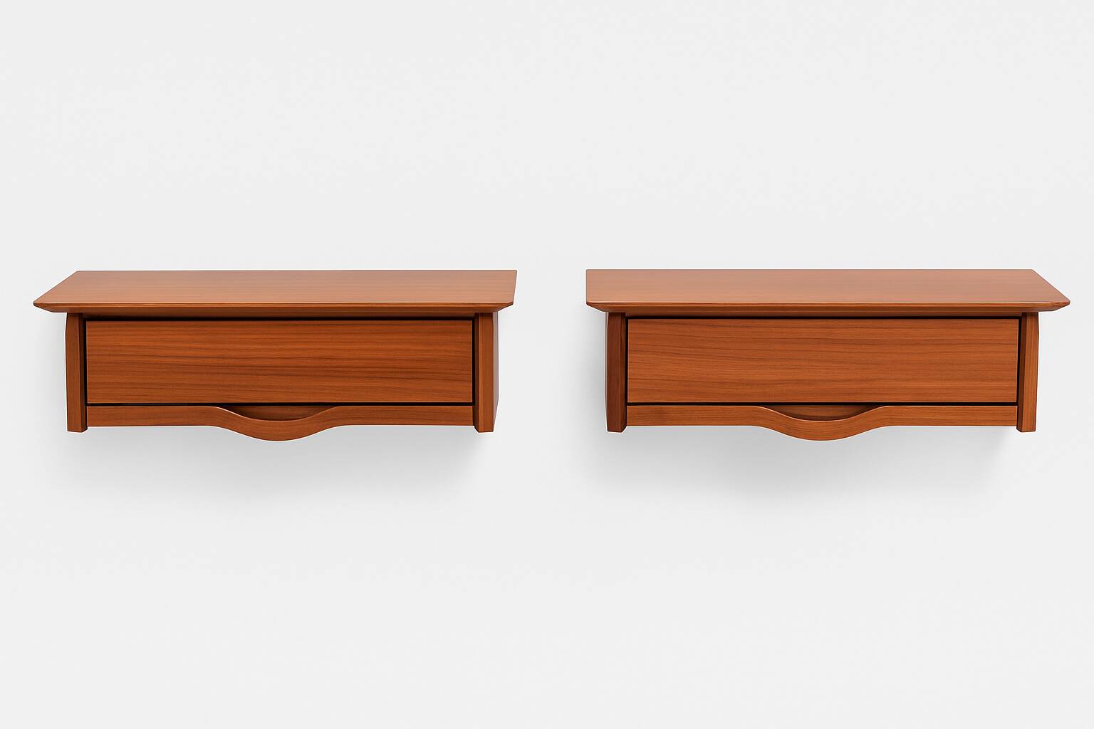 Pair of wall-mounted bedside tables, produced by Permanente Mobili Cantù, ver.