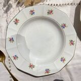 5 vintage hollow plates in opaque porcelain SALINS floral pattern