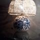 Hand-painted porcelain lamp varnish and crack, crochet-made lampshade, h 48x30cm