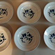 Assiettes creuses série de six faïence de Longchamp décor Simone