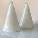 Sce & Habitat - Pair of lamps "Teepee" White vintage glass 1980s memphis