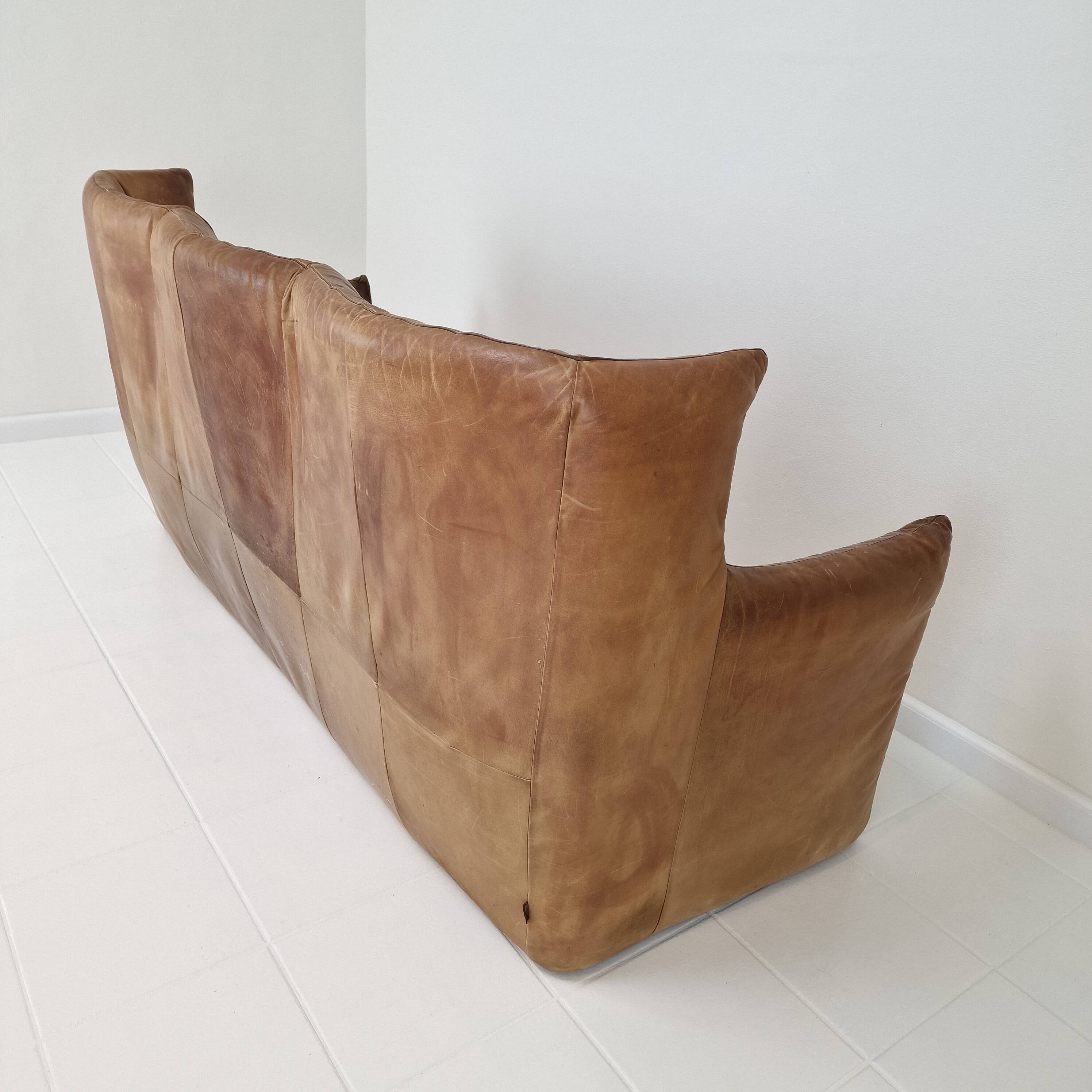 High Back Sofa By Gerard van den Berg for Montis in Cognac Leather, 1980's