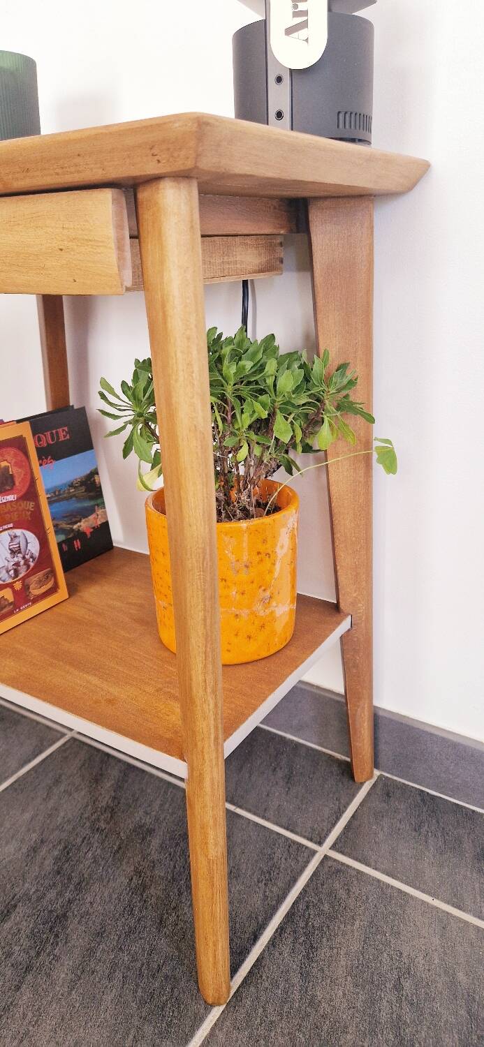 1950s side table with compass legs