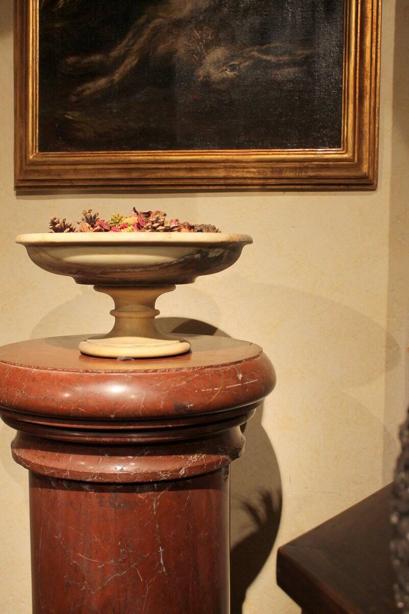 Italian 19th Century Neoclassical Marble Bowl on Pedestal or Tazza Centerpiece