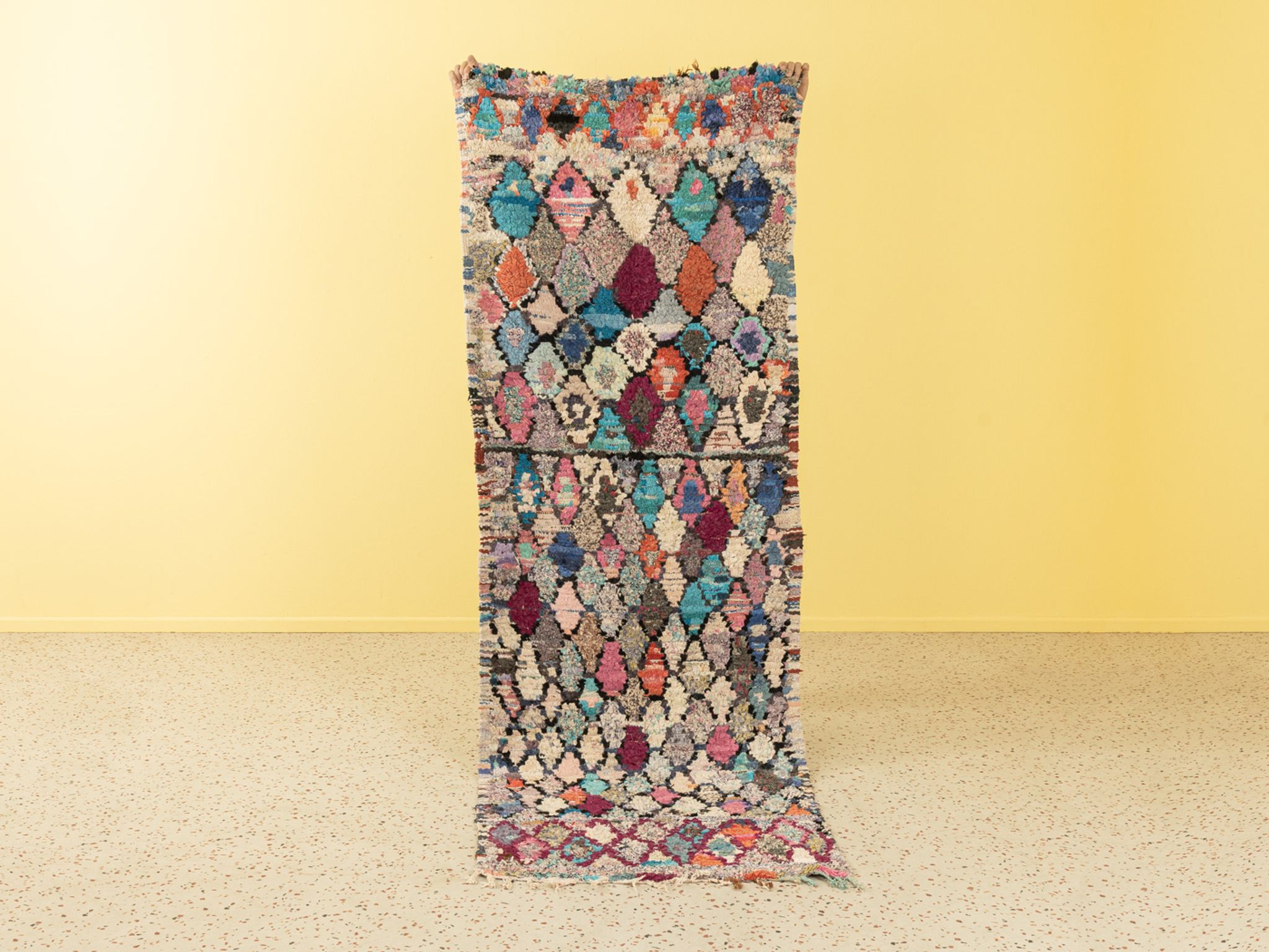 Tapis berbère, vintage boucherouite, 90 x 263