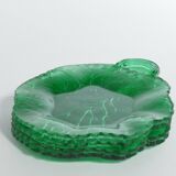 Aesthetic Movement Emerald Green Glass Leaf Plates