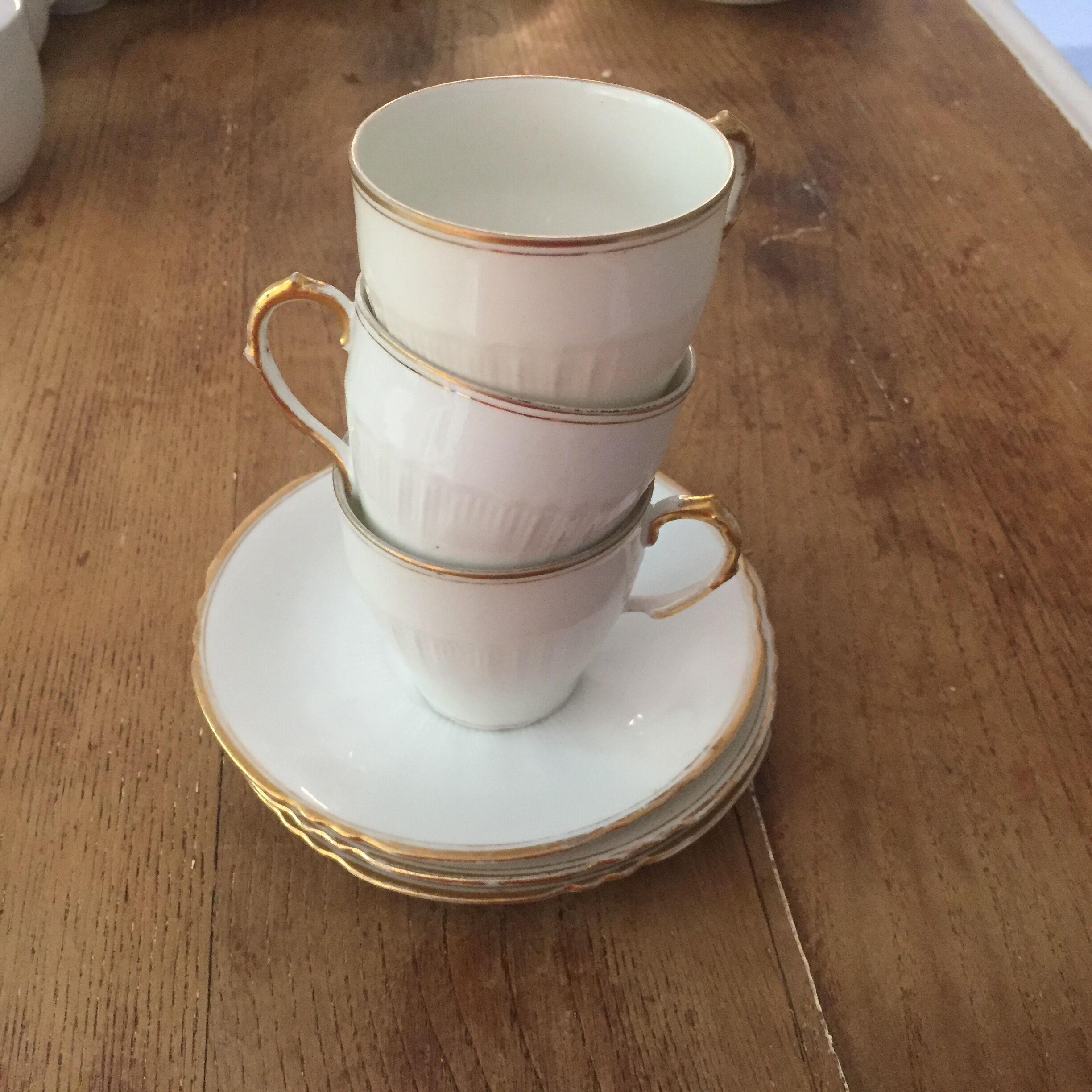 set of 3 cups and old saucers