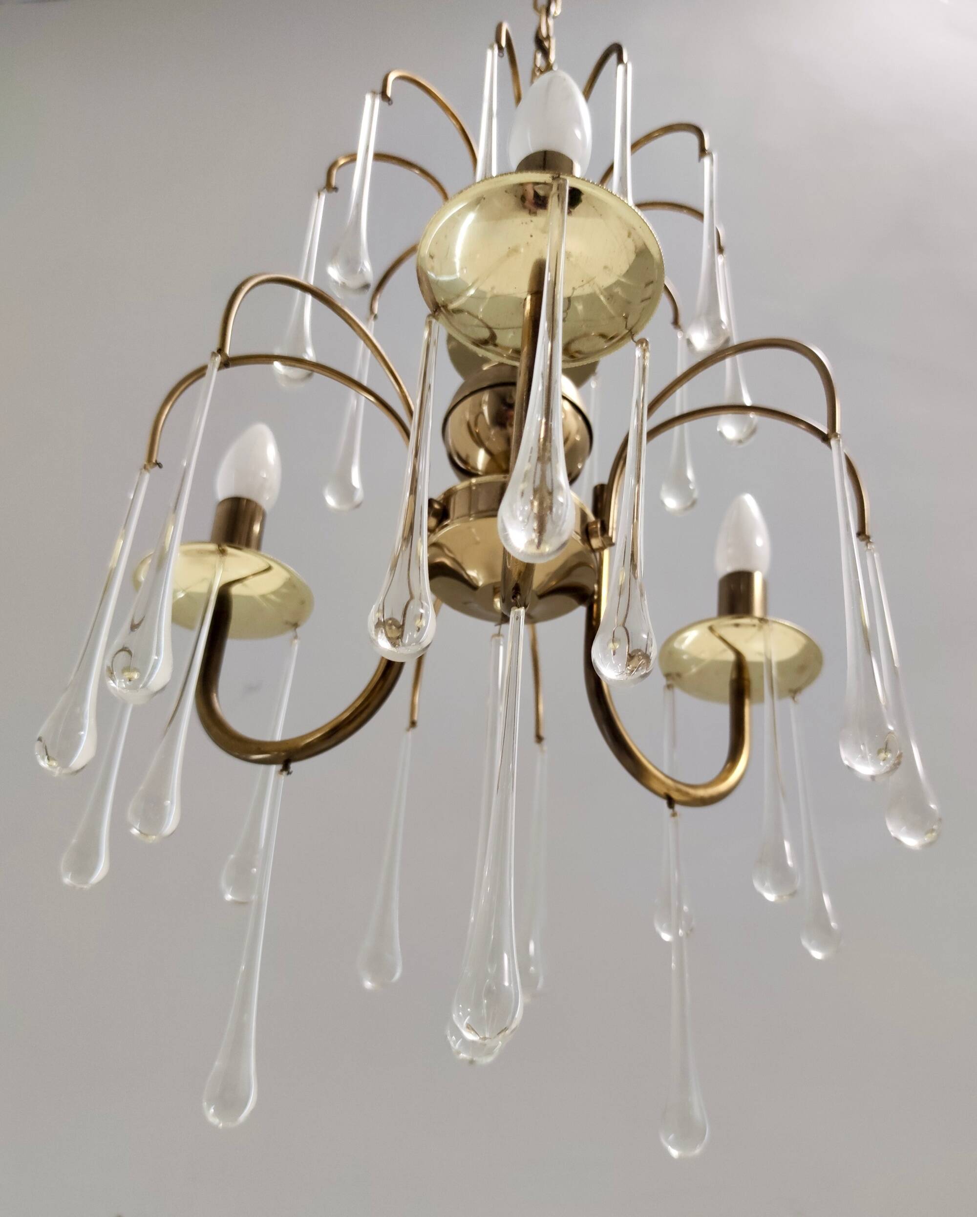 Murano Glass Teardrop Chandelier in the Style of Venini, Italy