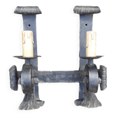 Brutalist wrought iron wall lamp 1970