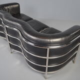 Zanotta 'Onda' 3-seater sofa in black leather