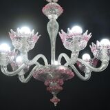 Wonderful Vintage Pink Venetian Chandelier Murano Glass 7 arms
