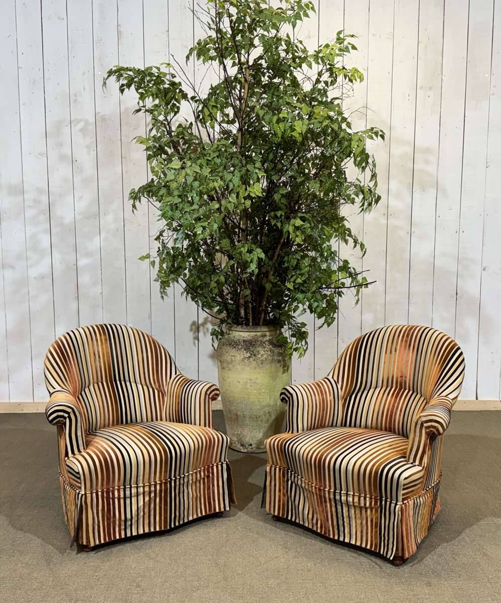 Pair of Napoleon III style crapaud armchairs - work from the 1950s