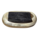 Antique snuffbox in blonde and black horn — 19th century — hinge