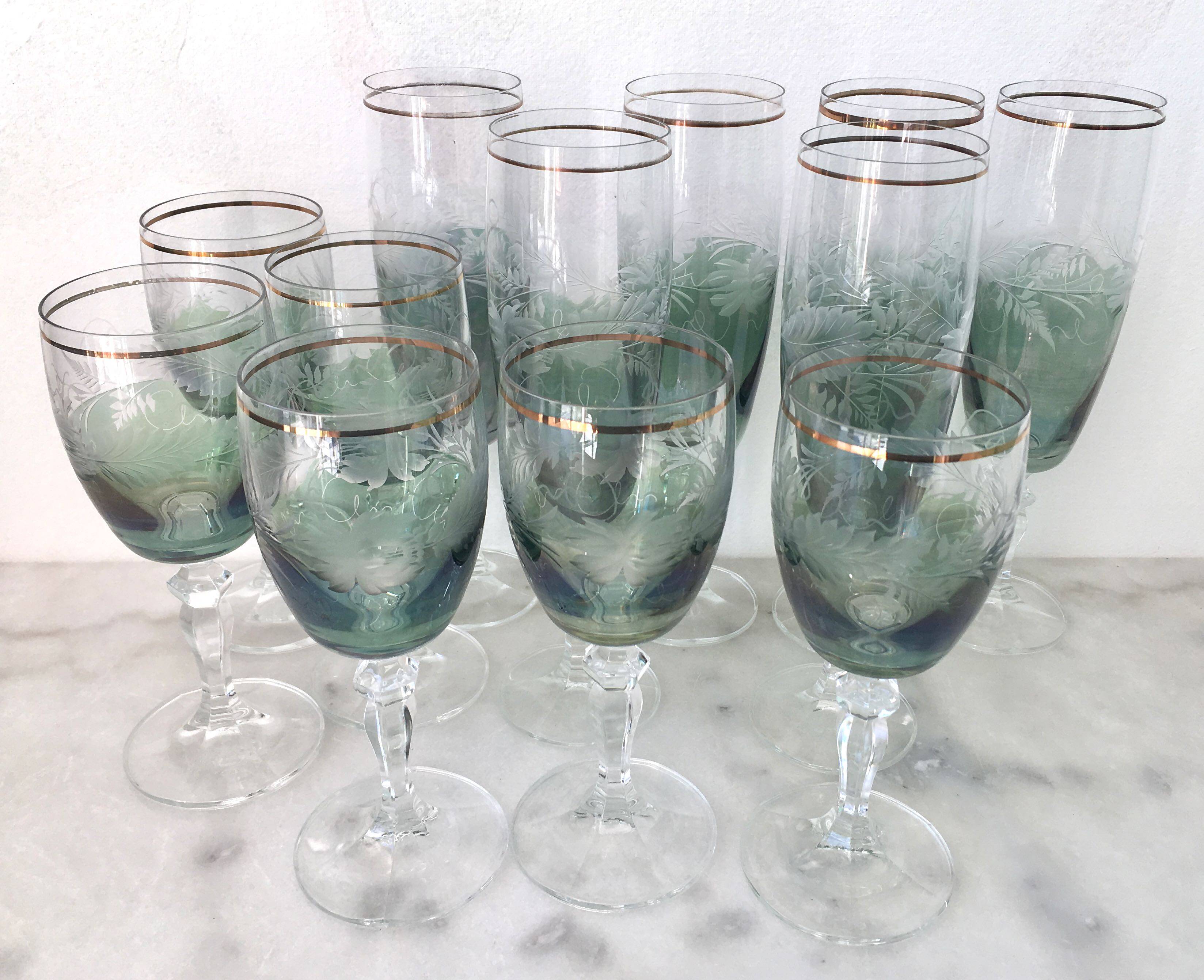 6 wine glasses and 6 crystal champagne flutes