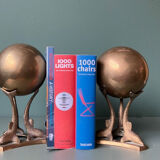 Mid century brass bookends dolphins with ball, france, 1950s