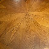 Louis XVI style round table in blond oak tray with rosette decoration
