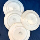 Plates Digoin Sarreguemines fleuries 19th century series Margaret pink flowers