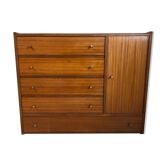 Vintage dresser, five drawers, one door, 60/70