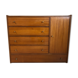 Vintage dresser, five drawers, one door, 60/70