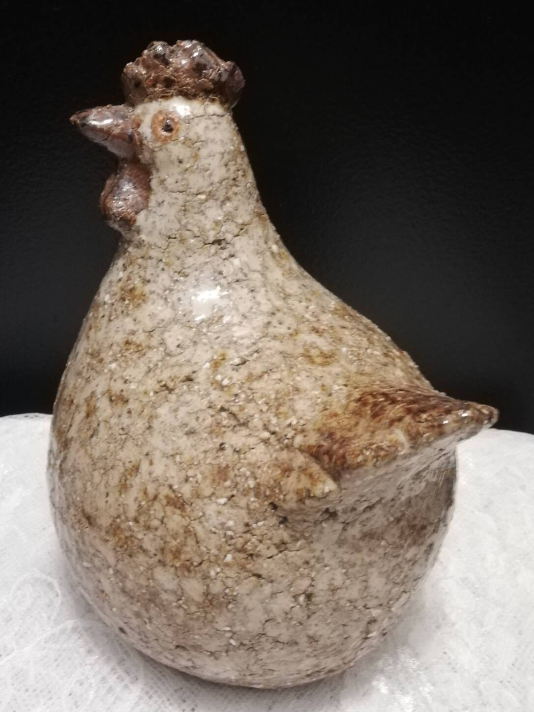 Cracked stoneware hen