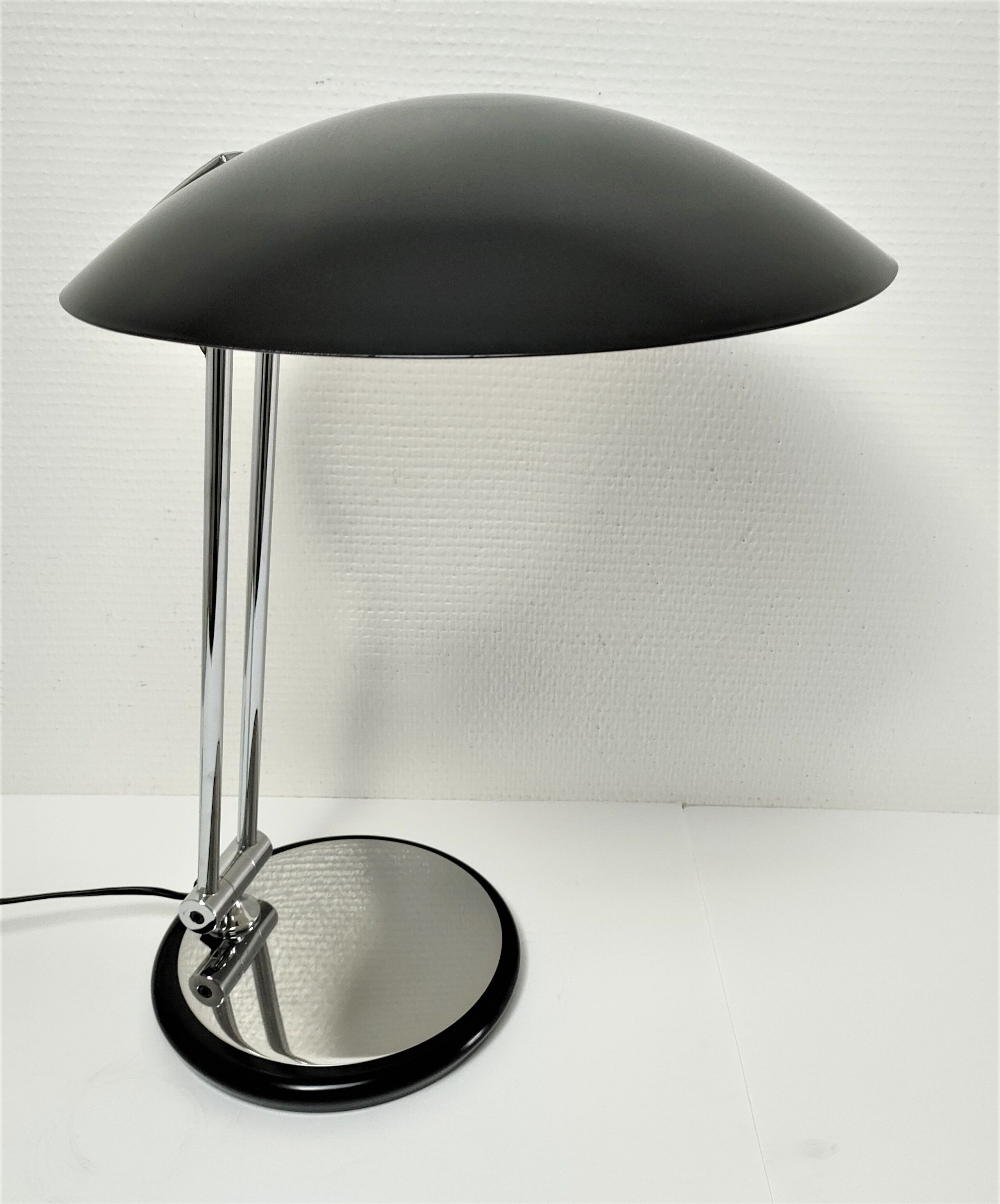 Aluminor lamp chrome metal and matt black design 80s