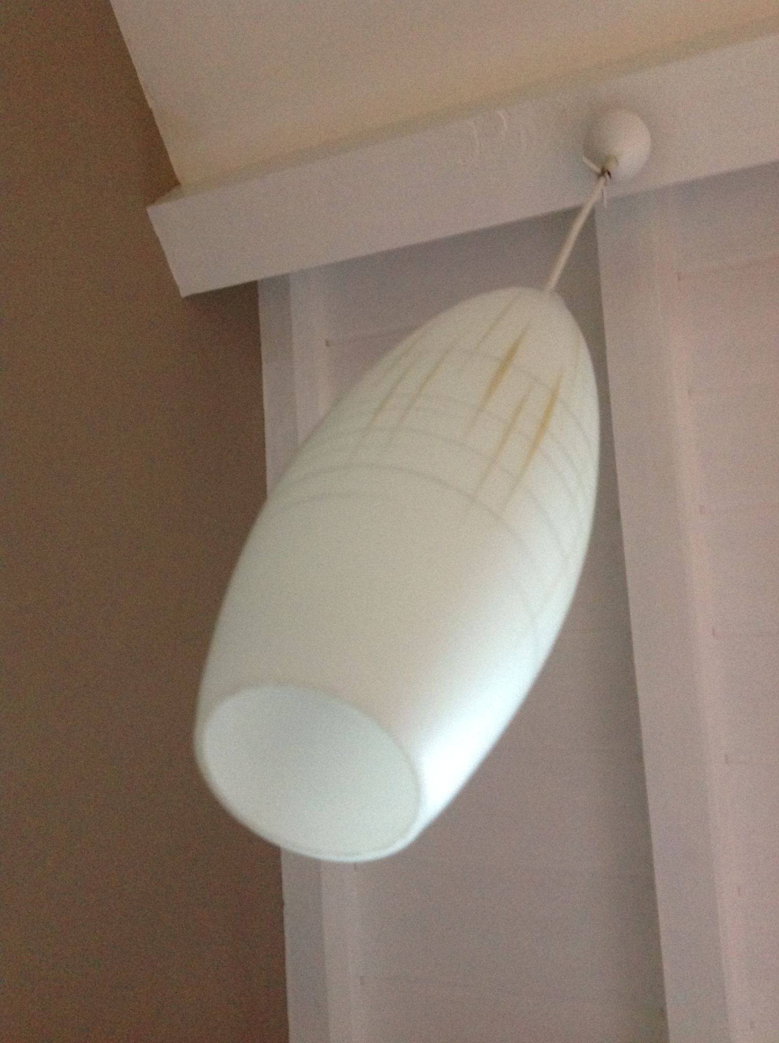 Scandinavian vintage 1960s white opaline warhead suspension
