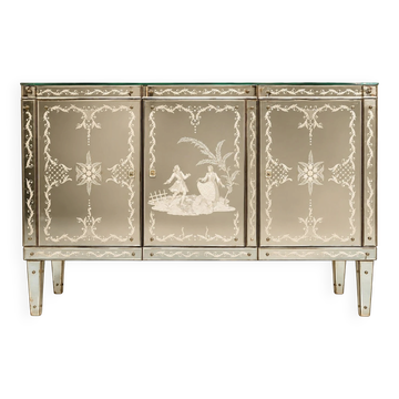 Art Deco Venetian Buffet Bar – Gilded and Bevelled Glass – 1940s