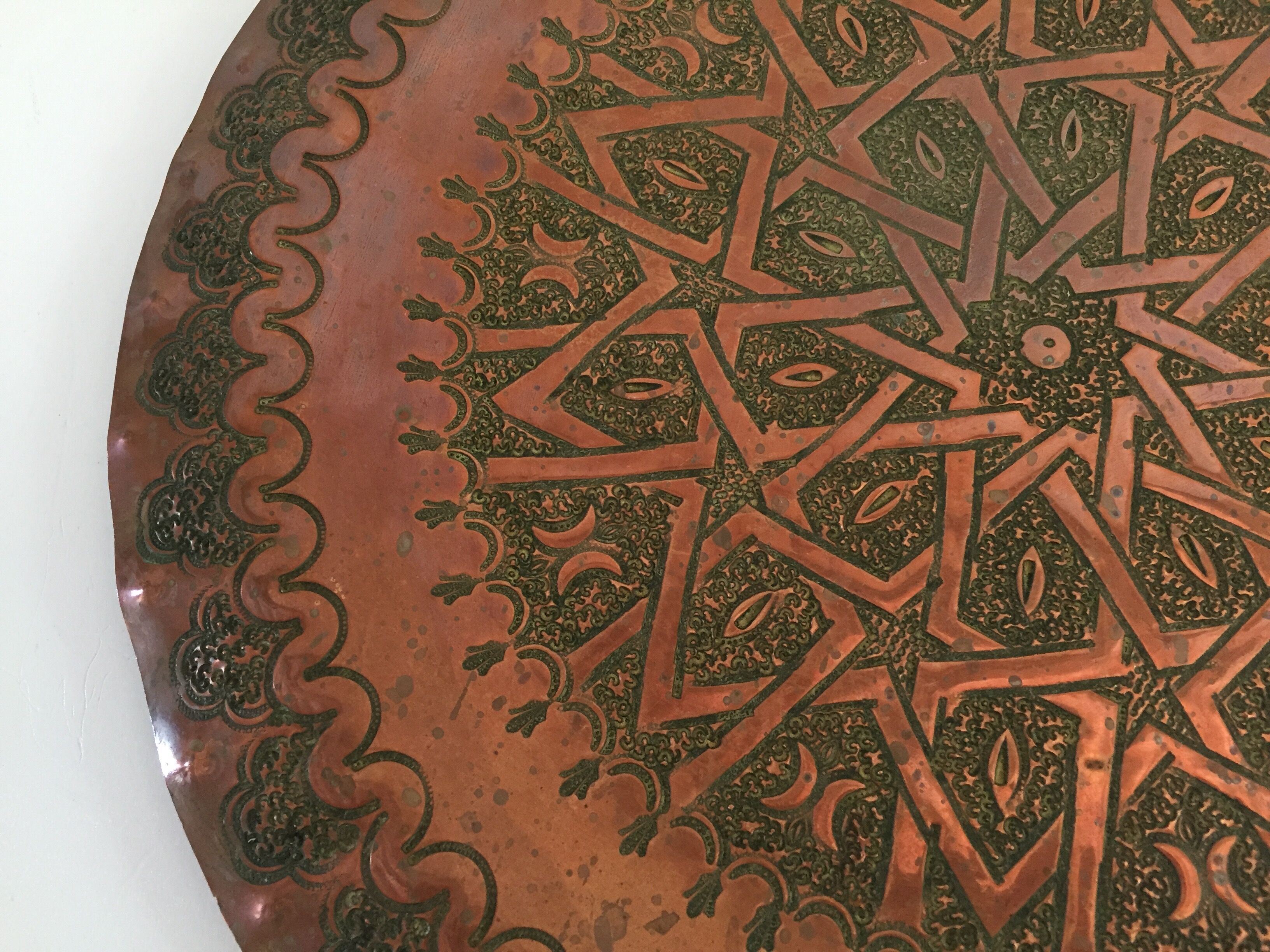 Artisanal oriental copper tray
