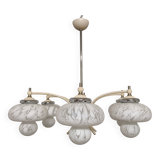 Lustre Space age à 6 feux en verre sablé, années 50-60