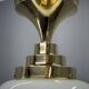 1930s Art Deco Brass and Opaline Glass Flush Mount, Czech