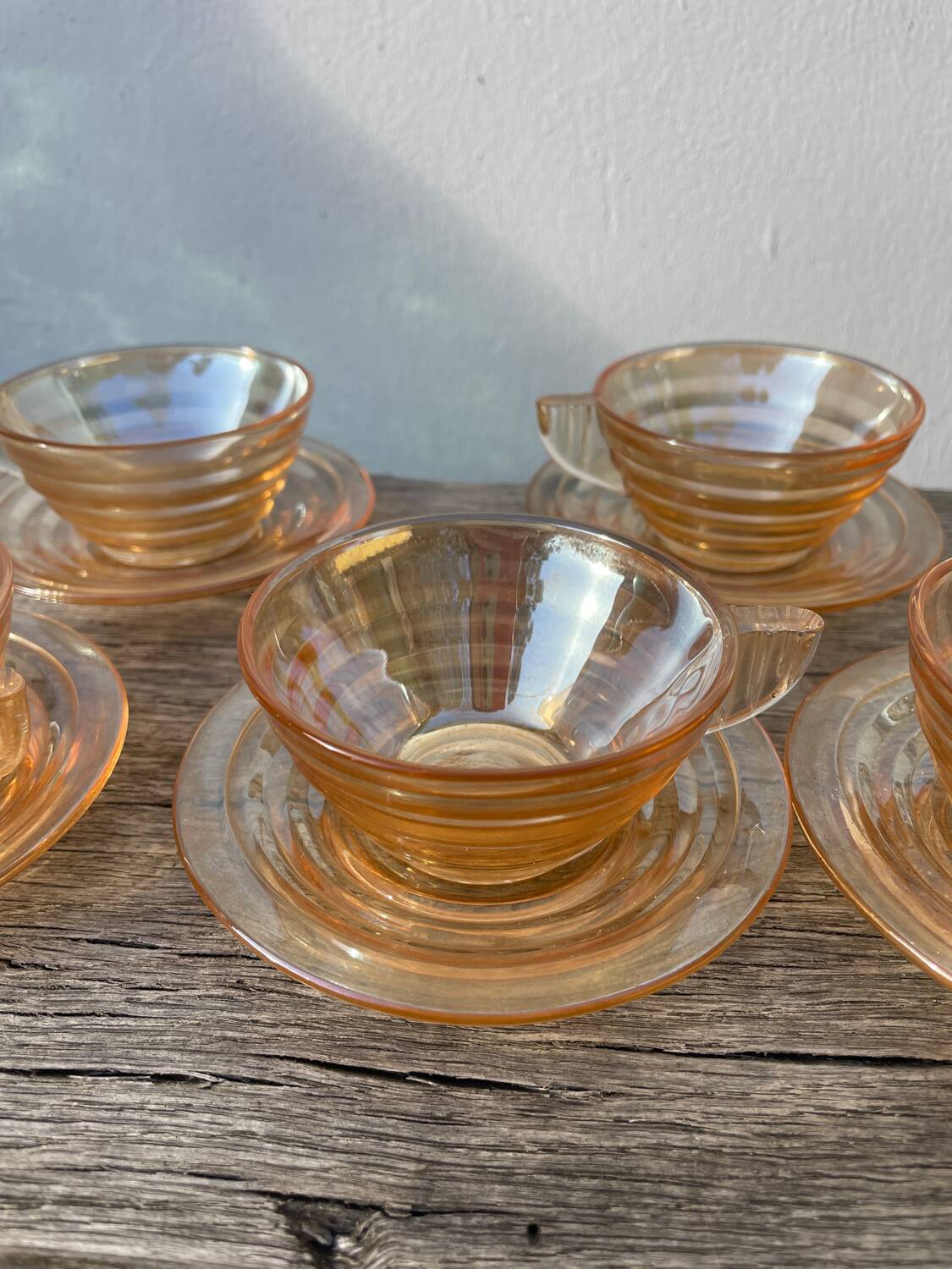 5 tasses à café en verre italiennes fumées Gondolo 