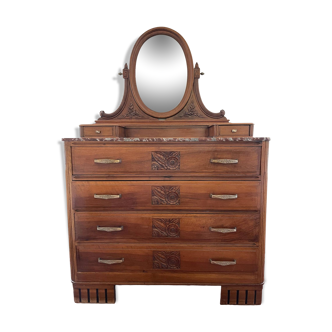 Art Deco dressing table chest of drawers with mirror