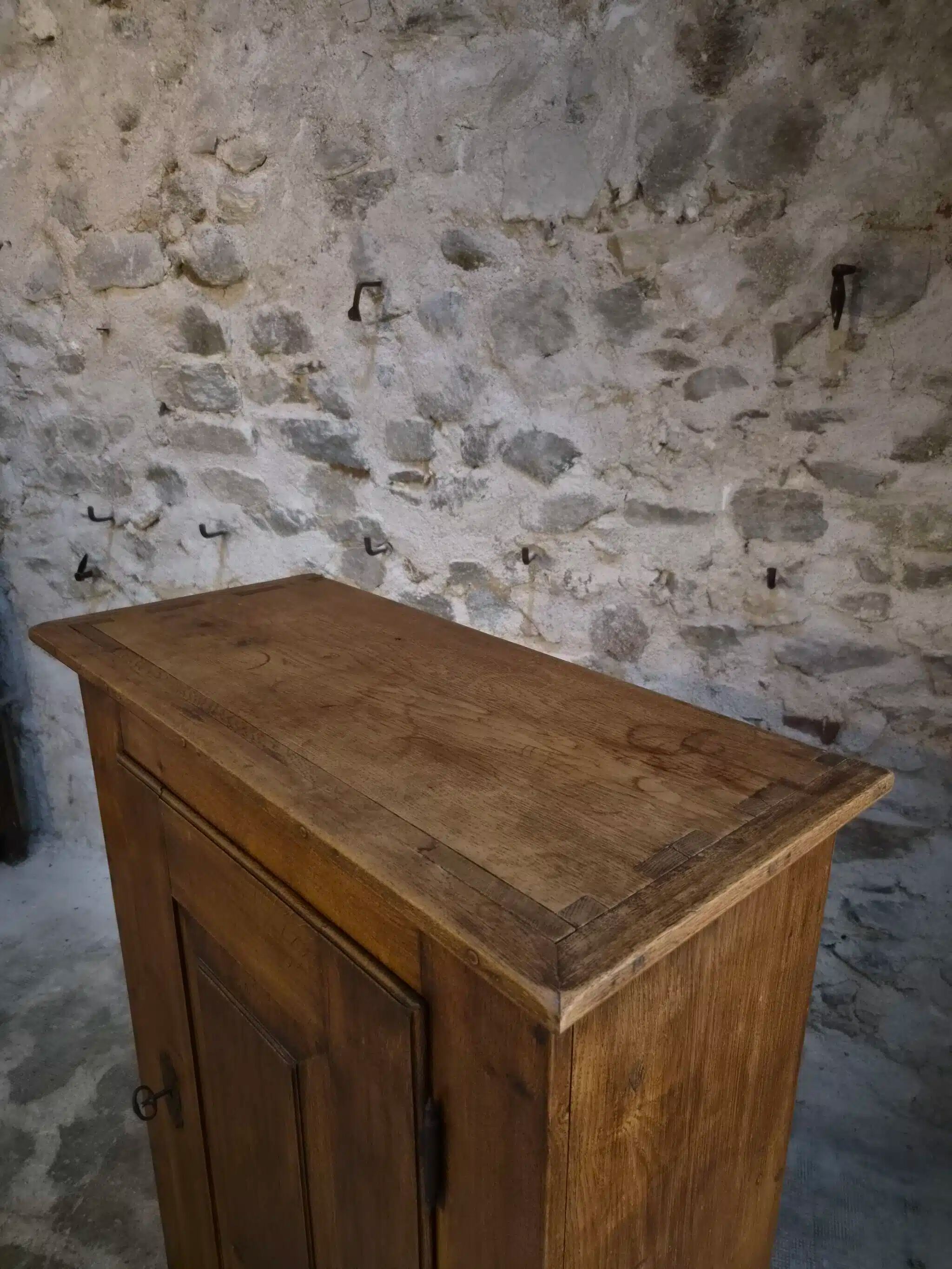 French antique oak wardrobe with one door, 18th century.