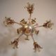 Venetian chandelier in gilded and pink Murano glass, 5 light arms, circa 1930.