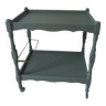 Serving trolley, vintage rolling table sublimated in smoky green, waxed finish.