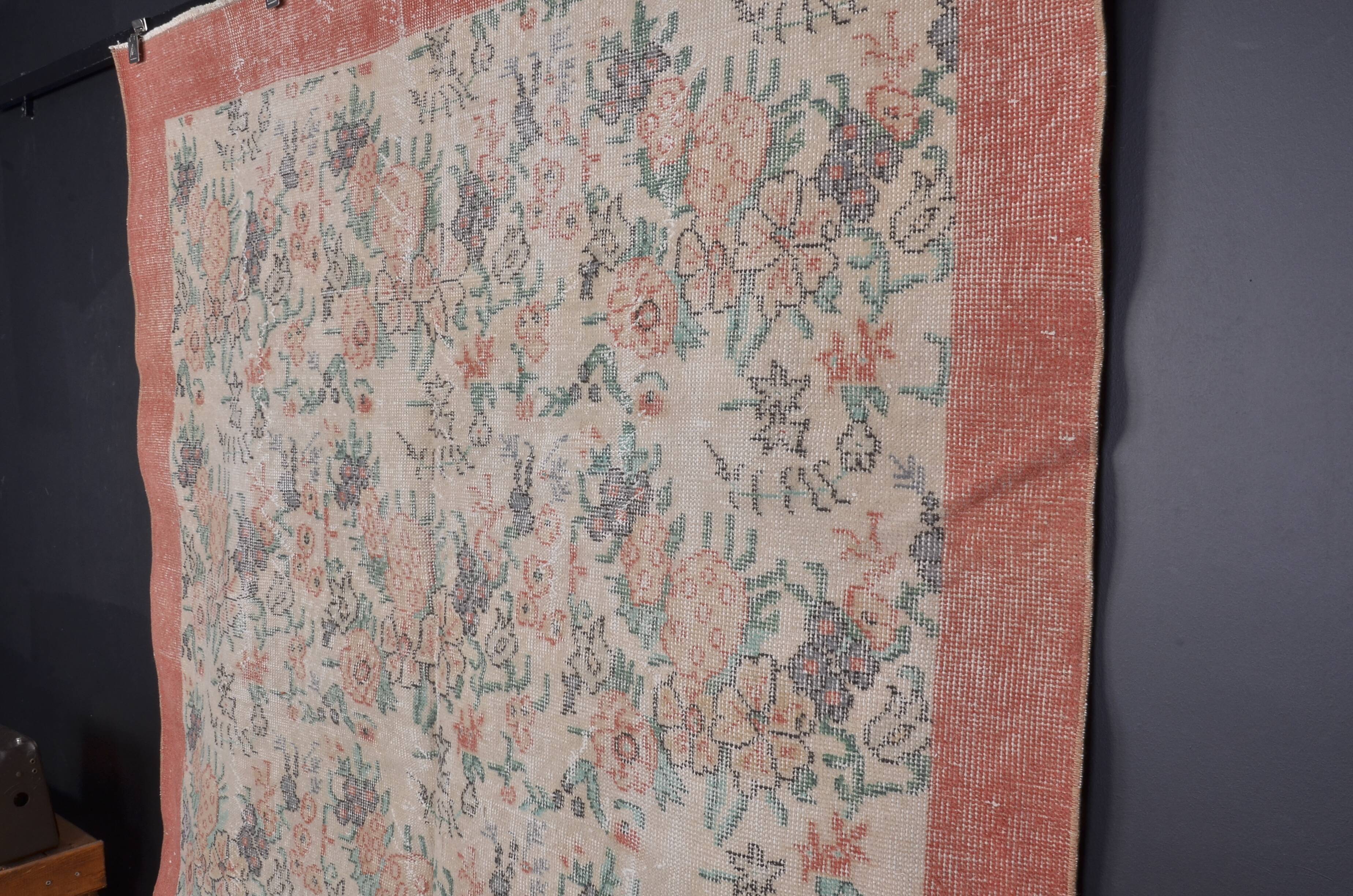 Tapis Oushak noué à la main à motif floral, référence 1268