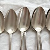 8 SFAM silver-plated soup spoons with acanthus and monogram decor