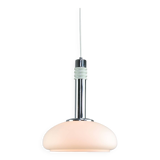 Mid-Century Danish Chrome & Opaline Pendant Lamp, 1960s