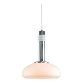 Mid-Century Danish Chrome & Opaline Pendant Lamp, 1960s