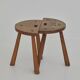 2 vintage solid wood half-moon tripod stools, circa 1950