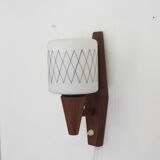 Scandinavian wall lamp in teak and opaline