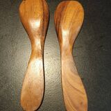Salad bowl and salad cutlery made of exotic wood