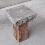 Pair of wooden and stone pedestals or side tables (no.3)