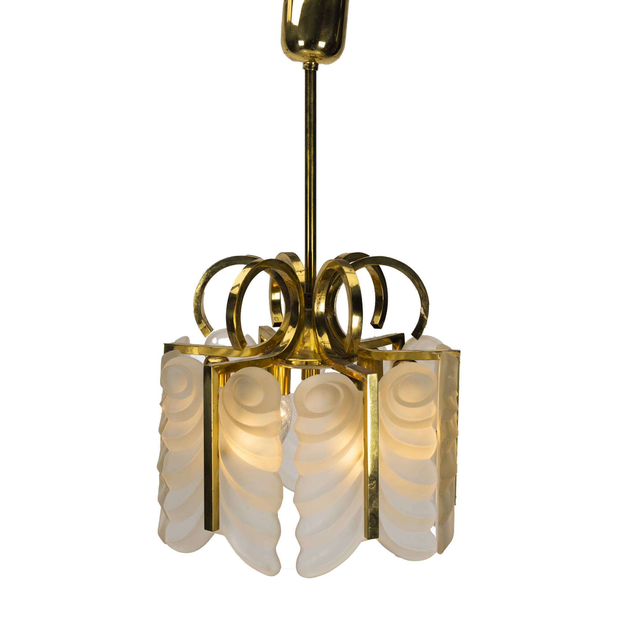 Brass and Glass Pendant Lamp by Carl Fagerlund for Orrefors