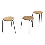 Set of 3, Early Tripod Dot Stool Arne Jacobsen by Fritz Hansen, 1960s